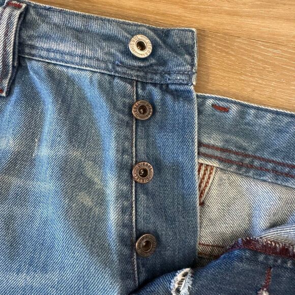 Diesel Button Fly Blue Denim Jeans Size 34 Bootcut Wide Leg Designer Classic - Picture 6 of 13